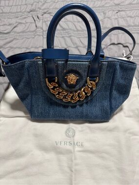 Versace denim bag with Tan Leather Interior